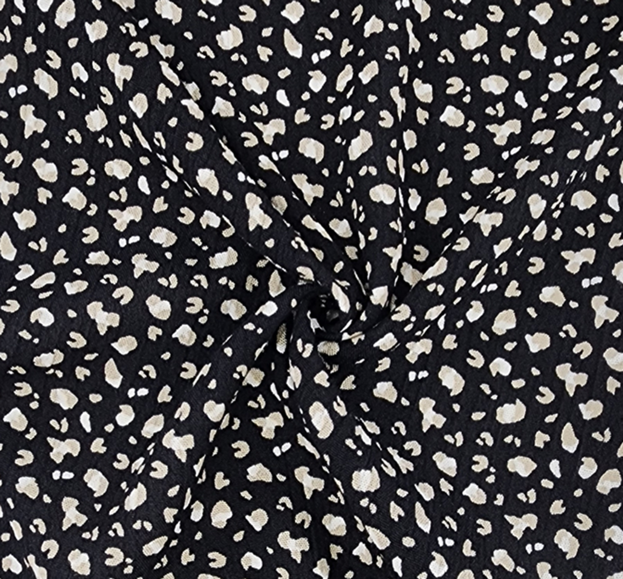 1 Yard Rayon Crinkle Black/Taupe Woven Fabric, 50/52? Wide 100% Rayon