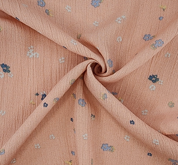 1 Yard Peach Rayon Crinkle Fabric, Perfect For Creating Feminine Silhouettes, Comfort And Elegance 50/52" Width