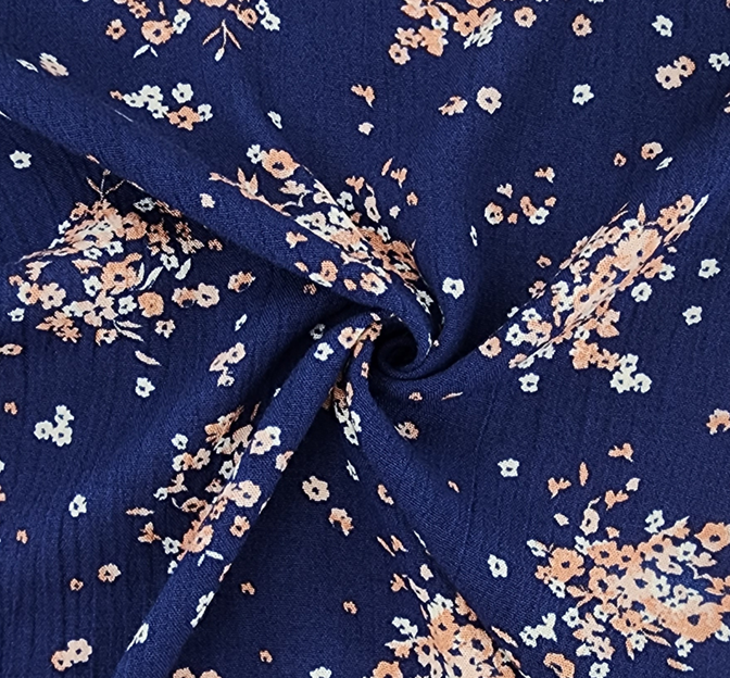 Rayon Crinkle 1D1269 Rayon Fabric - Navy, Crinkle Texture, 50/52" Width