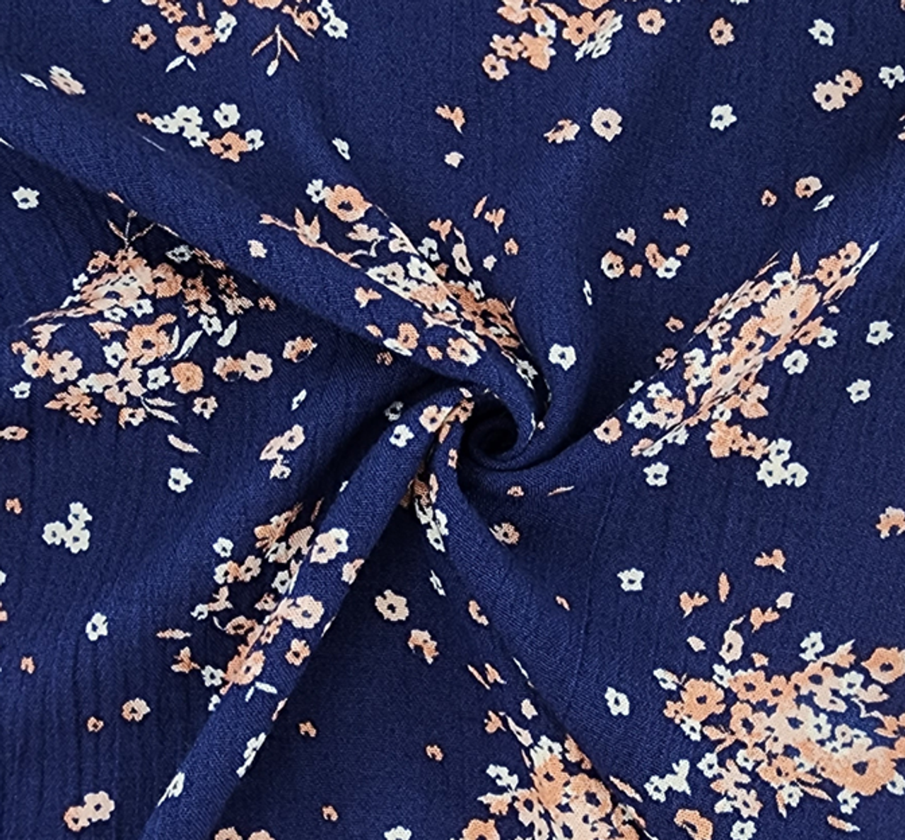 1 Yard Rayon Crinkle Navy Woven Fabric, 50/52″ Wide 100% Rayon