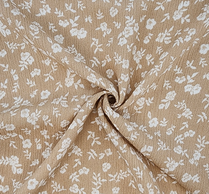 Rayon Crinkle 1D1414 Taupe Rayon Fabric - Taupe Crinkle Texture, 50/52" Width