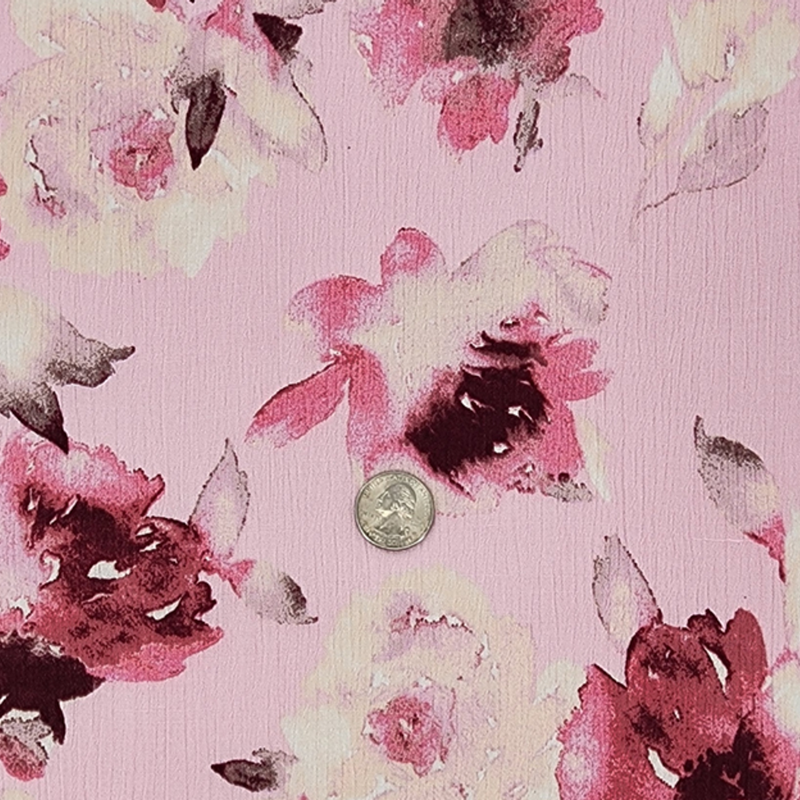 1 Yard Dusty Pink 100% Rayon Crinkle Fabric 50/52" Wide Lightweight Crepon