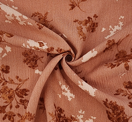 Rayon Crinkle 1D1529 100 Percent Rayon Fabric - Coral Pink, Crinkled Texture, 50/52" Width