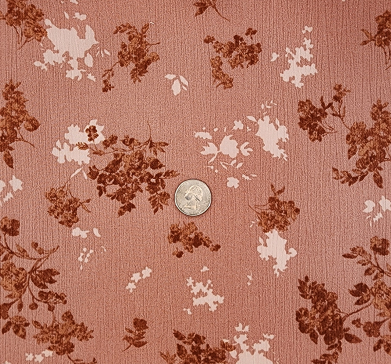 1 yard Coral Pink Rayon Crepon Fabric Lightweight Crinkle Apparel Fabric 50/52" Wide