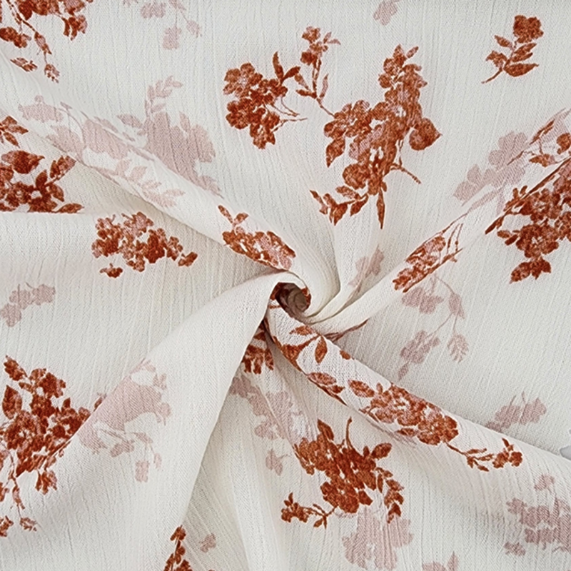 1 Yard Ivory Orange Rayon Crinkle Fabric Lightweight Textured Drapey Material 50/52 Inch Width