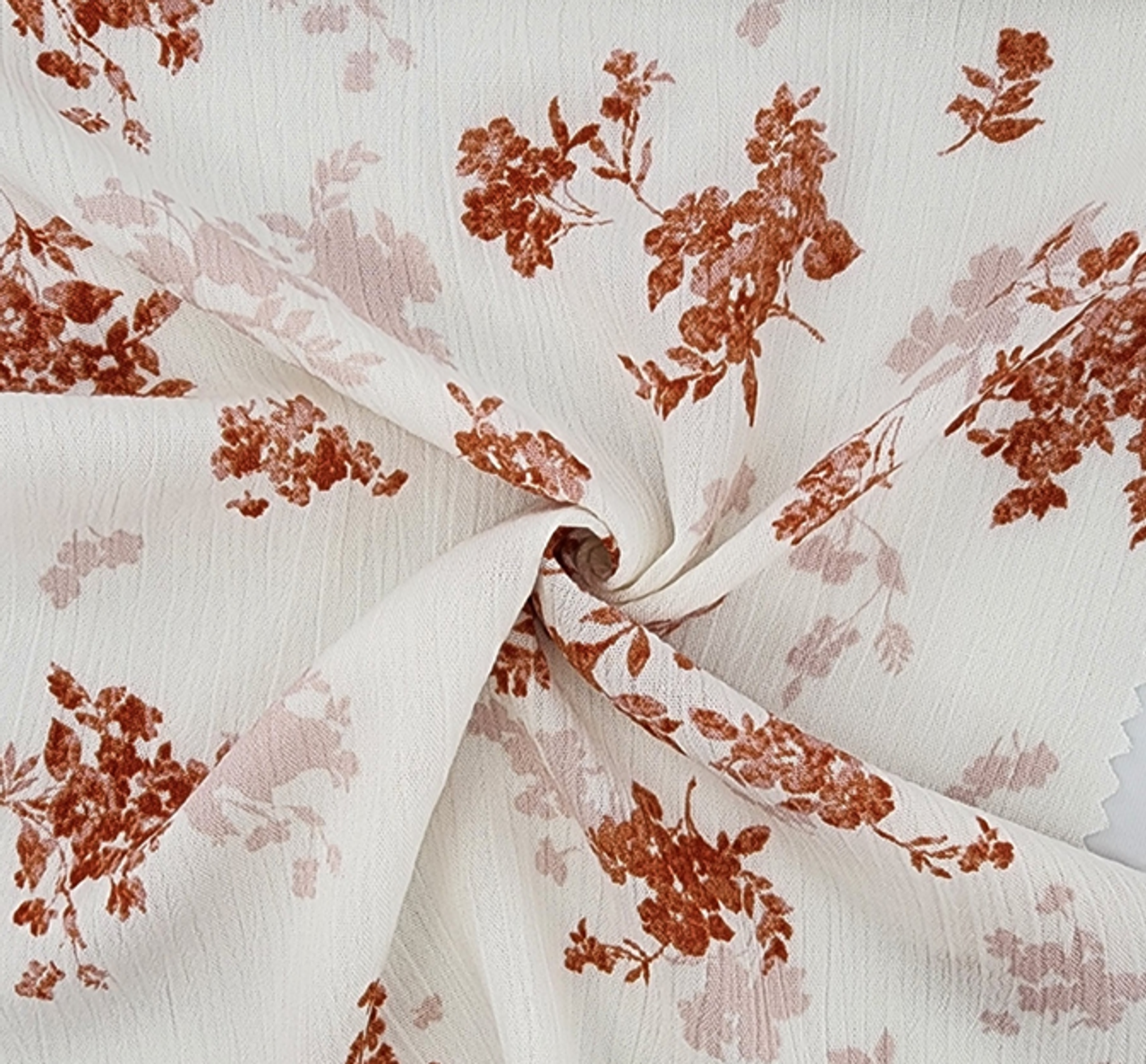 1 Yard Ivory Orange Rayon Crinkle Fabric Lightweight Textured Drapey Material 50/52 Inch Width