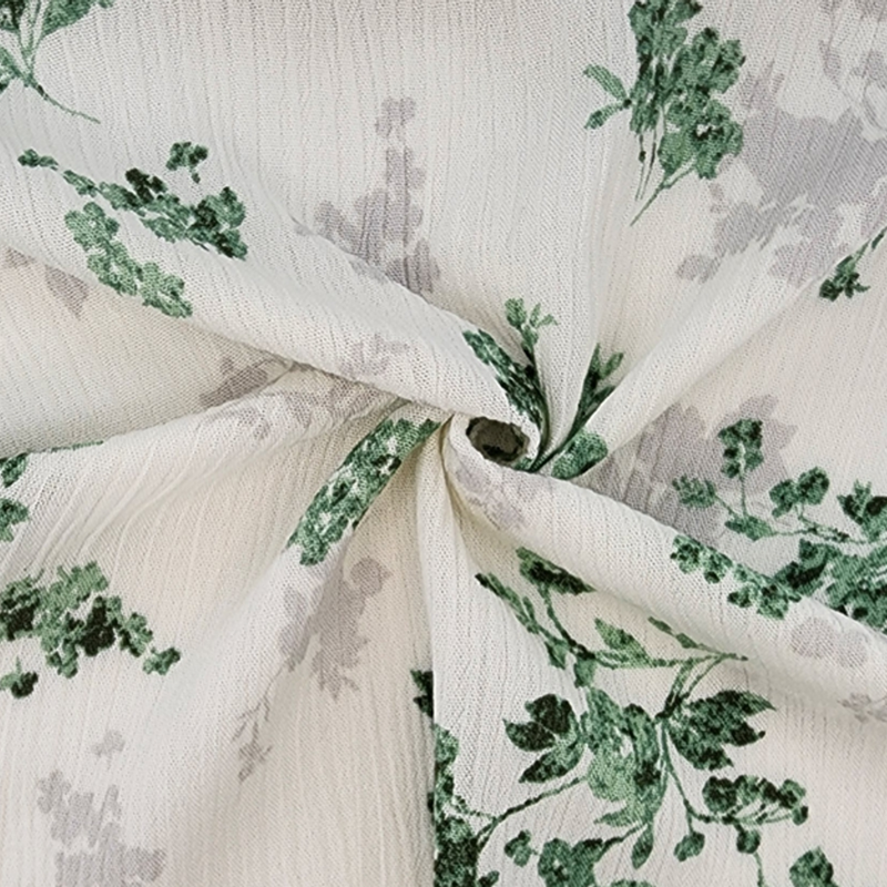 1 yard Ivory Green Rayon Crinkle Fabric Soft Drapey Crepon Material 50/52 Inch Width