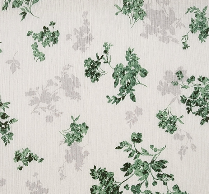 Rayon Crinkle 1D1529 100 Percent Rayon Fabric - Ivory/Green, Textured Crinkle, 50/52" Width