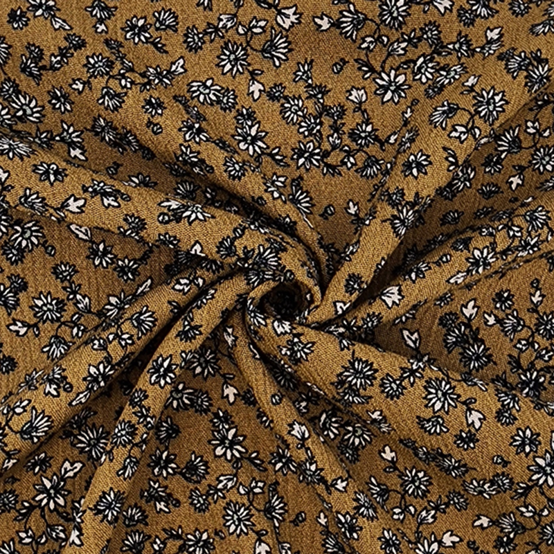 1 Yard Mustard Gold Rayon Crepon Crinkle Fabric Rayon Apparel Lightweight Drape 50/52 Inch Width