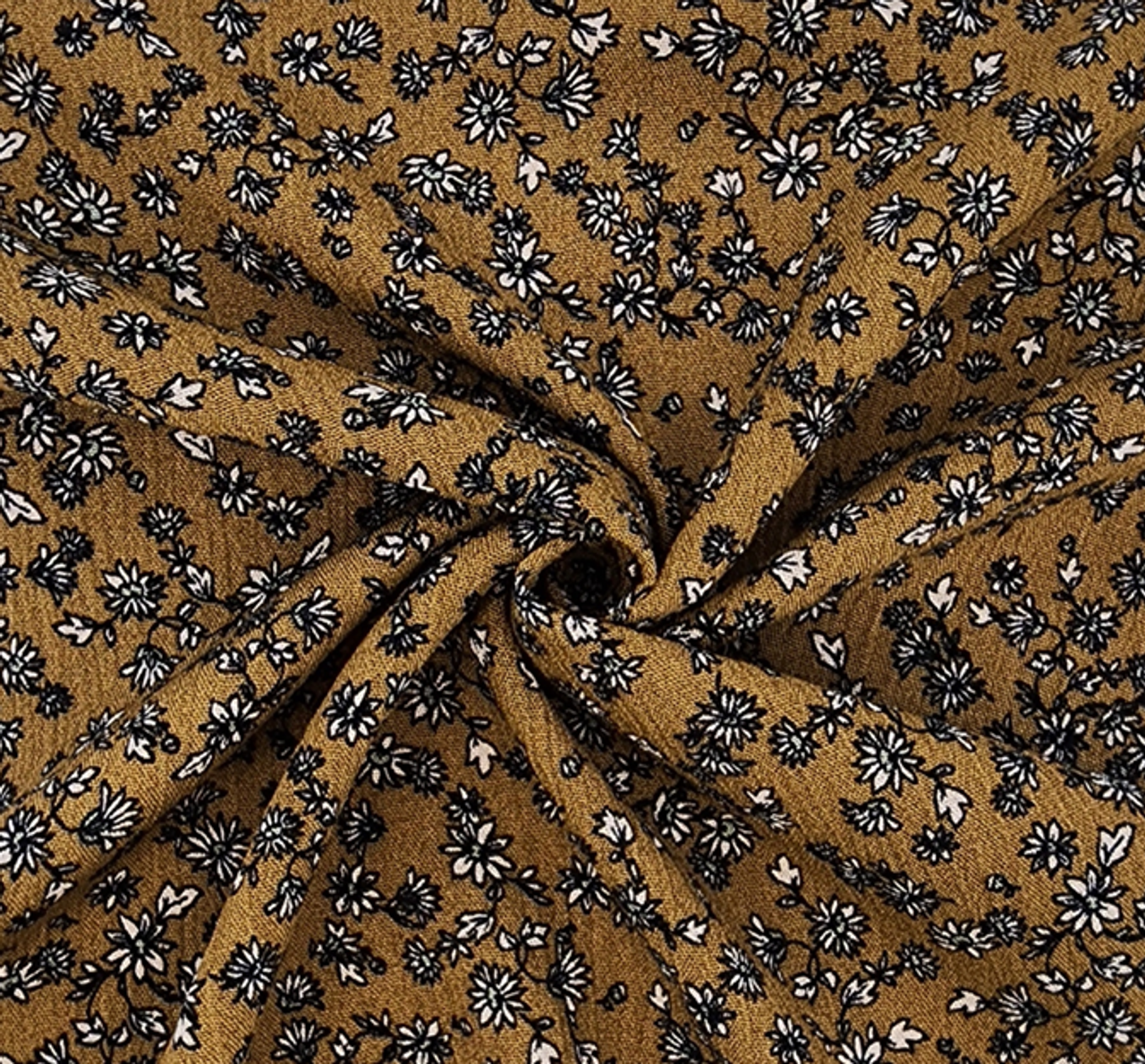 1 Yard Mustard Gold Rayon Crepon Crinkle Fabric Rayon Apparel Lightweight Drape 50/52 Inch Width