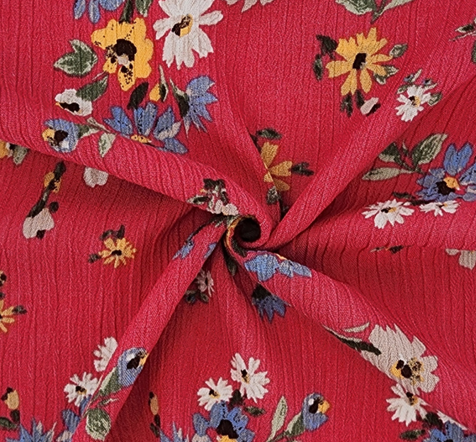 Rayon Crinkle 1D1583 Teaberry Rayon Fabric - Teaberry Crinkle Texture, 50/52" Width (1 Yard)