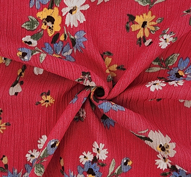 Rayon Crinkle 1D1583 Teaberry Rayon Fabric - Teaberry Crinkle Texture, 50/52" Width (1 Yard)