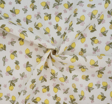 Rayon Crinkle 1D1650 Rayon Fabric - Lemon, Crinkle Texture, 50/52" Width