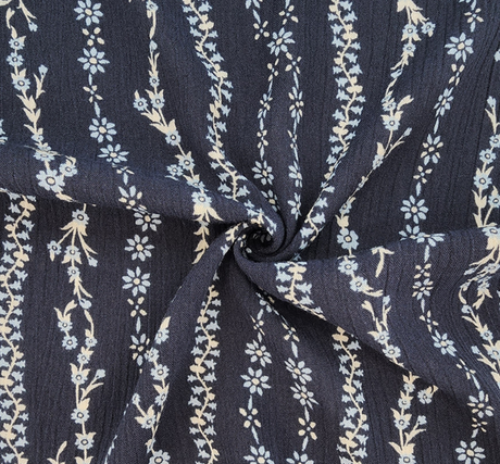 Rayon Crinkle 1D1652 100 Percent Rayon Fabric - Navy Blue, Crinkled Texture, 50/52" Width