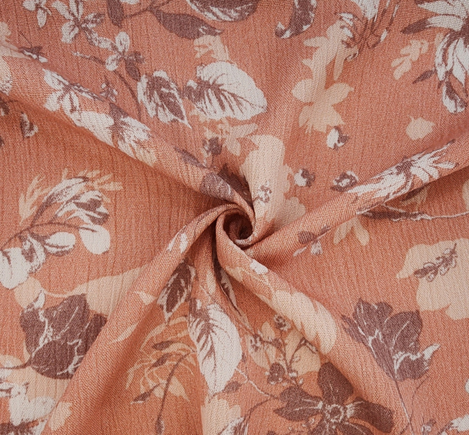 Rayon Crinkle 1D1657 100 Percent Rayon Fabric - Coral Pink, Crinkle Texture, 50/52" Width