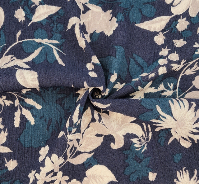 Rayon Crinkle 1D1657 100 Percent Rayon Fabric - Navy Blue, Crinkled Texture, 50/52" Width