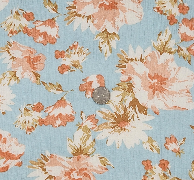 Rayon Crinkle 1D1809 Rayon Fabric - Aqua Textured, 50/52" Width