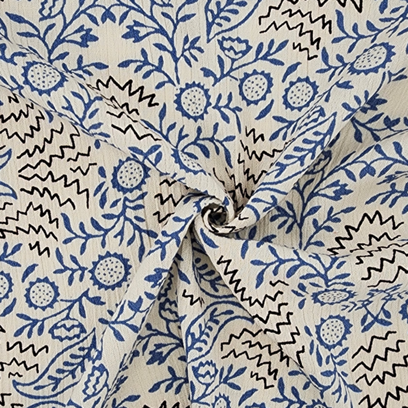 1 Yard Blue Rayon Crinkle Breathable Lightweight Apparel Material Fabric Width 50/52"
