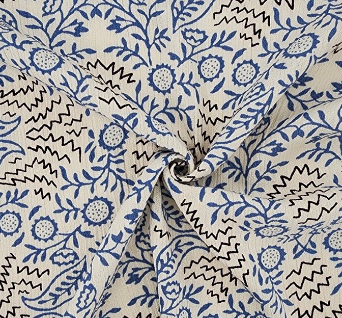 Rayon Crinkle 1D1814 Blue Rayon Fabric - Blue Crinkle Texture, 50/52" Width