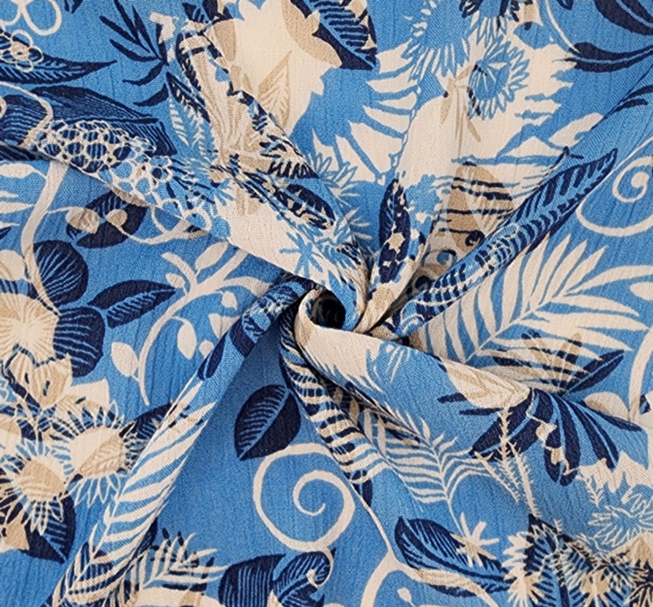 1 Yard Blue Rayon Crinkle Breathable Apparel Material Fabric Width 50/52"