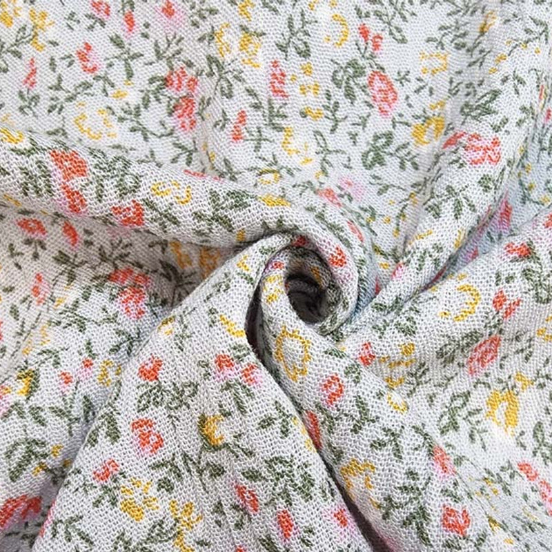 1 Yard Rayon Crinkle Gray Orange Fabric for Dresses Blouses Skirts and Apparel Sewing 50 52 Width