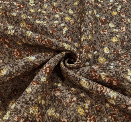 Rayon Crinkle 1A535 Rayon Fabric - Mocha, Crinkle Texture, 50/52" Width (1 Yard)
