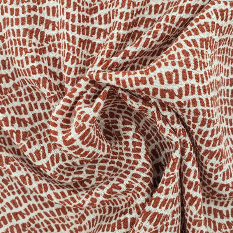 1 Yard Rayon Crinkle Fabric in Brick Color 50/52 Inch Wide 100 Percent Rayon