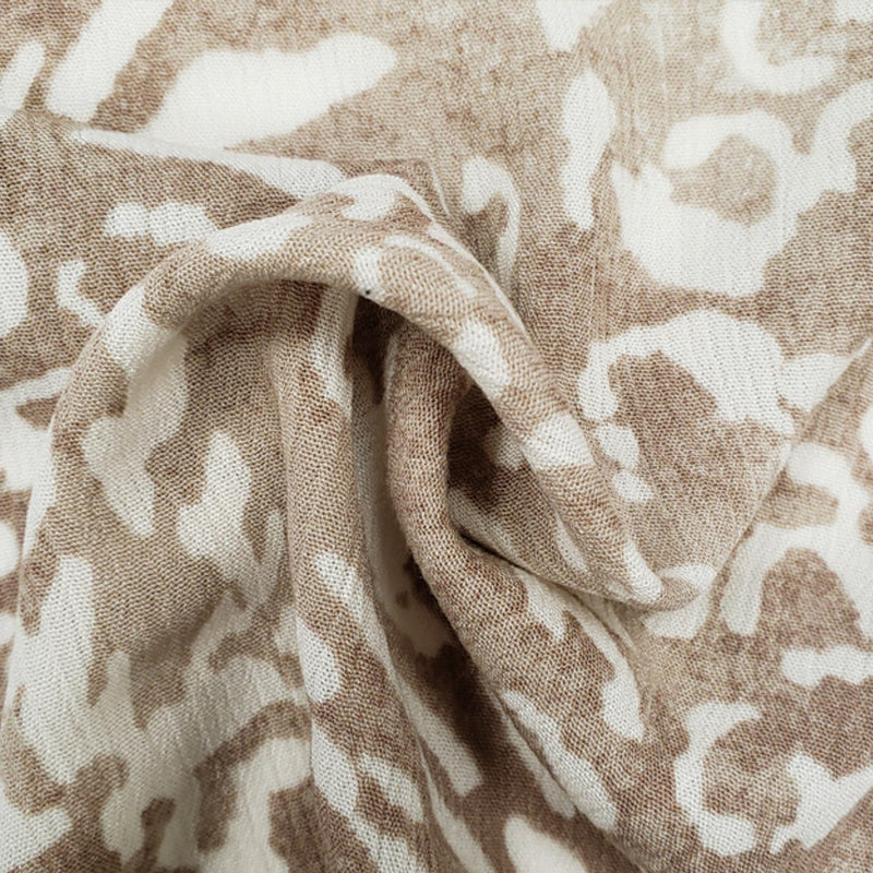 1 Yard Dark Taupe/Ivory Crinkle Rayon Woven Fabric 50/52 Inch Wide for Sewing and Apparel