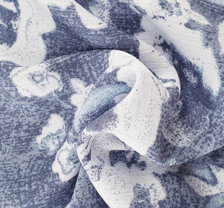 1 Yard 100 Percent Rayon Crinkle Woven Fabric Navy Color 50/52 Inch Wide