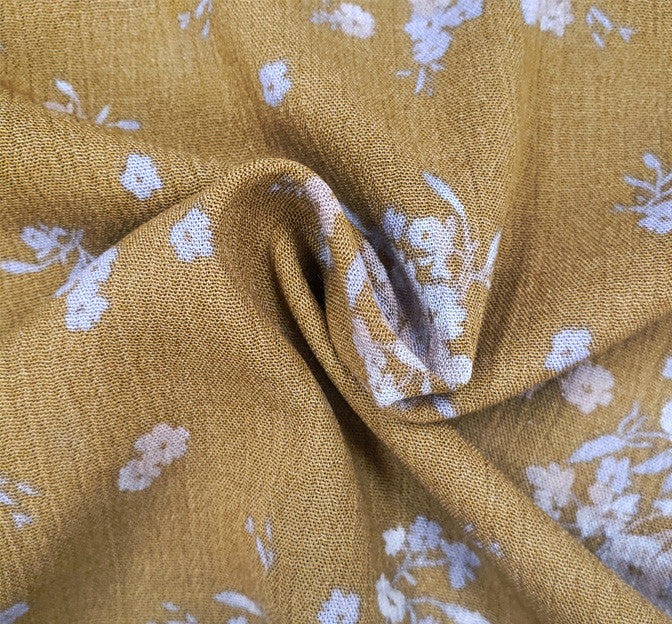 Rayon Crinkle 1D1267 100 Percent Rayon Fabric - Mustard Gold, Crinkle Texture, 50/52" Width