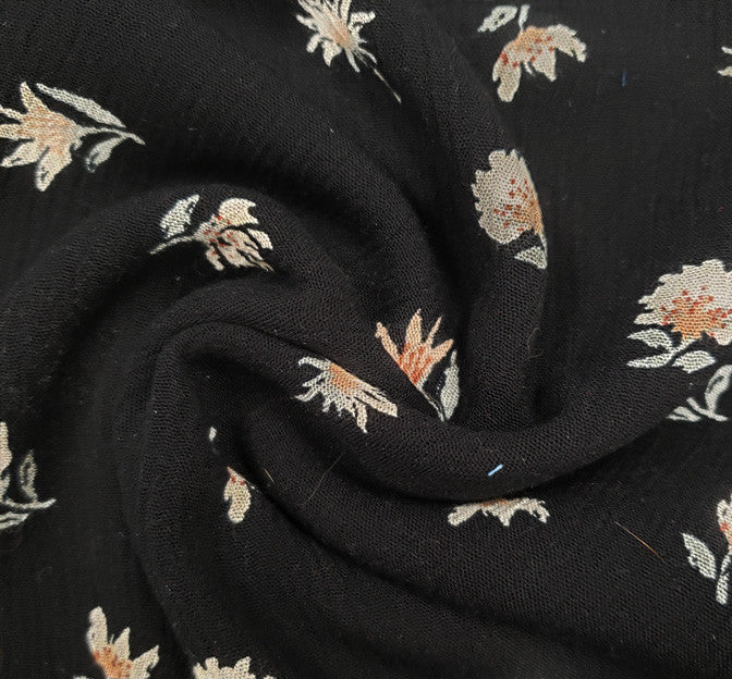 Rayon Crinkle 1D1384 100 Percent Rayon Fabric - Black Olive Crinkle Texture, 50/52" Width (1 Yard)