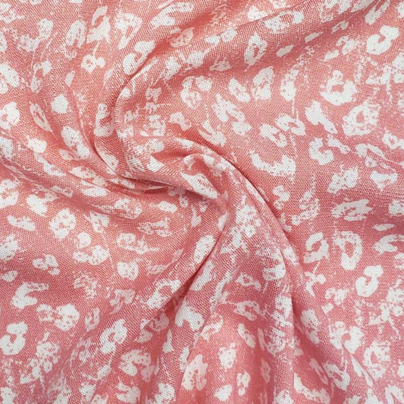 1 Yard Coral Pink Rayon Slub Fabric 55/56" Wide Soft & Breathable Summer Apparel Fabric