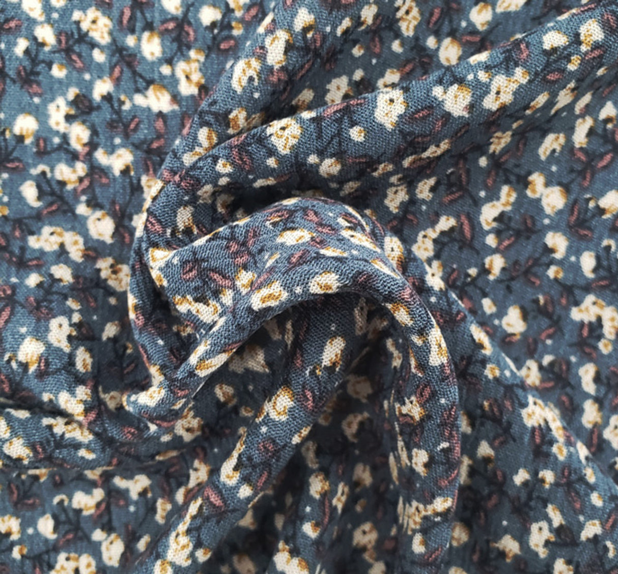Rayon Crinkle Vintage Blue 1 Fabric Lightweight Pleated Crepon Fabric 50/52” Wide