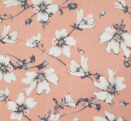 1D1482 Coral Rayon Crinkle Fabric - Coral Textured Crinkle, 50/52" Width (1 Yard)