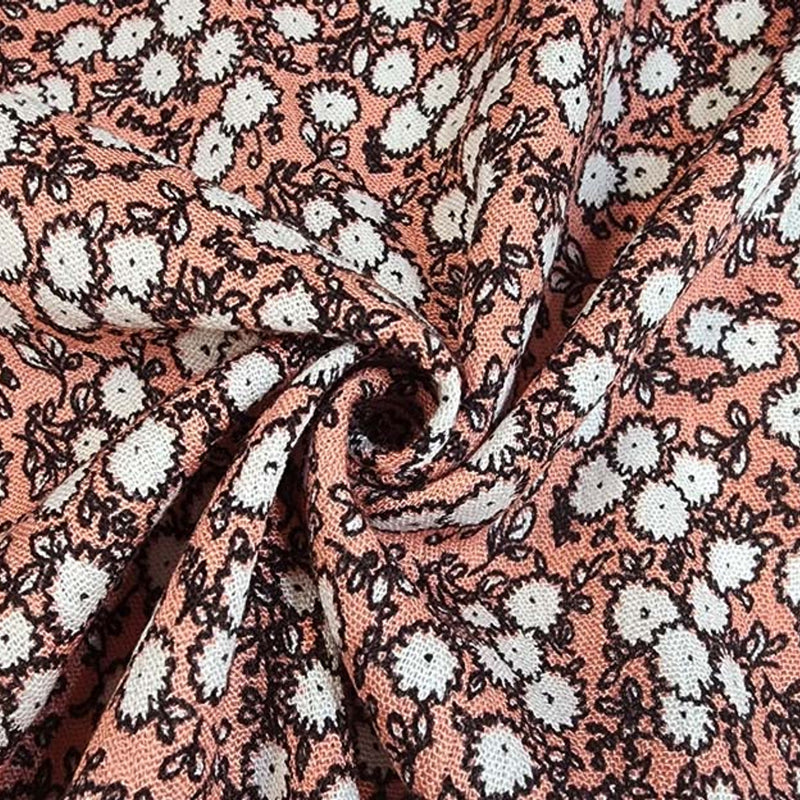 1 Yard Burnt Coral Rayon Crinkle Fabric Lightweight Textured Apparel Material 50/52 Inch Width