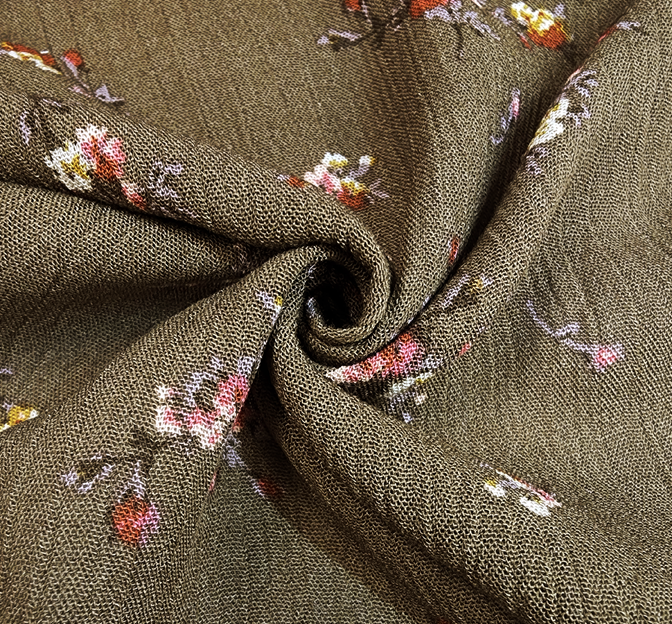 Rayon Crinkle 1D1536 100 Percent Rayon Fabric - Military Olive Crinkle Texture, 50/52" Width