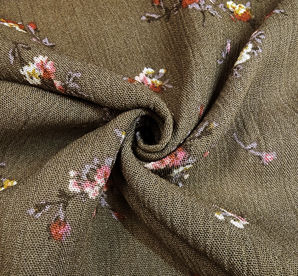 1 yard Military Olive Rayon Crinkle Fabric Soft Lightweight Apparel Rayon Material 50/52 Inch Width