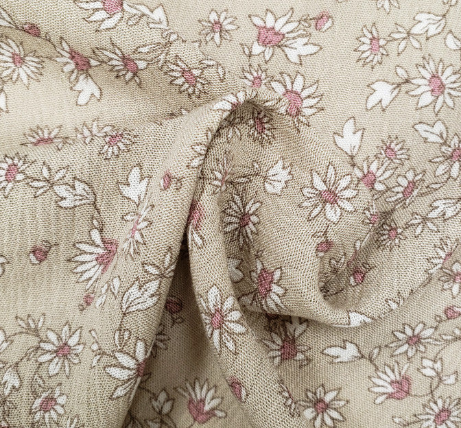 Rayon Crinkle 1D1559 100 Percent Rayon Fabric - Cream Bread, Crinkle Texture, 50/52" Width
