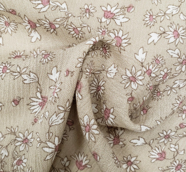 Rayon Crinkle 1D1559 100 Percent Rayon Fabric - Cream Bread, Crinkle Texture, 50/52" Width