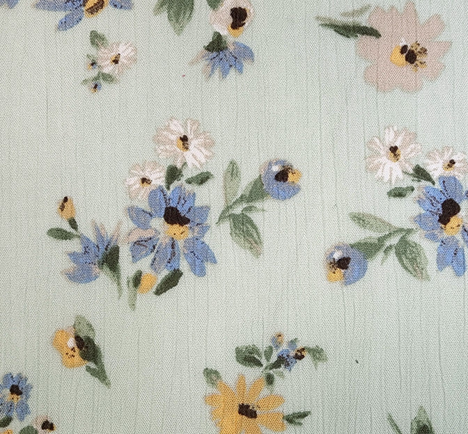 1D1583 Butterfly Green Rayon Crinkle Fabric - Butterfly Green Textured Crinkle, 50/52" Width (1 Yard)