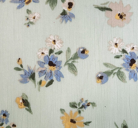 1D1583 Butterfly Green Rayon Crinkle Fabric - Butterfly Green Textured Crinkle, 50/52" Width (1 Yard)