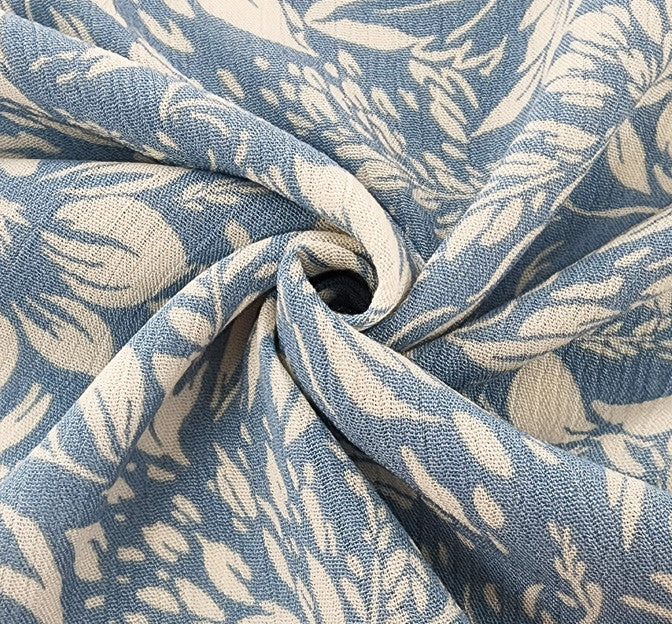 Rayon Crinkle 1D1704 100 Percent Rayon Fabric - Denim Blue Crinkle Texture, 50/52" Width