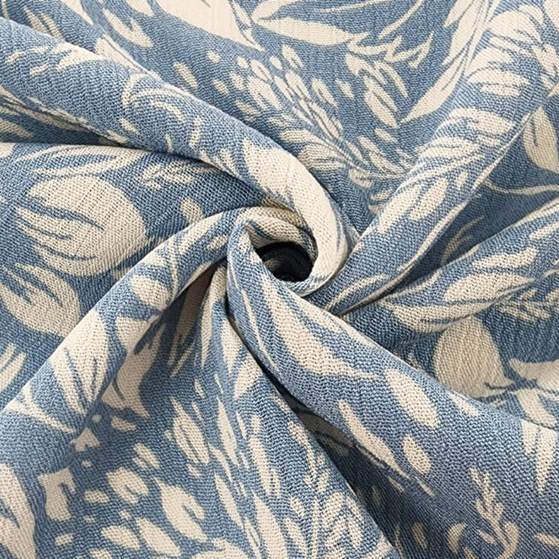 1 Yard Rayon Crinkle Denim Blue Apparel Fabric, 50/52" Wide Lightweight Woven Material