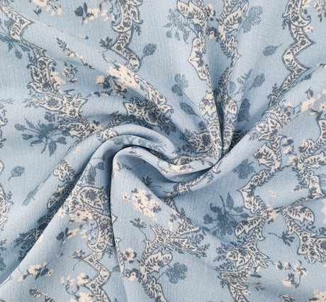 Rayon Crinkle 1D1717 100 Percent Rayon Fabric - Denim Blue Crinkle Texture, 50/52" Width