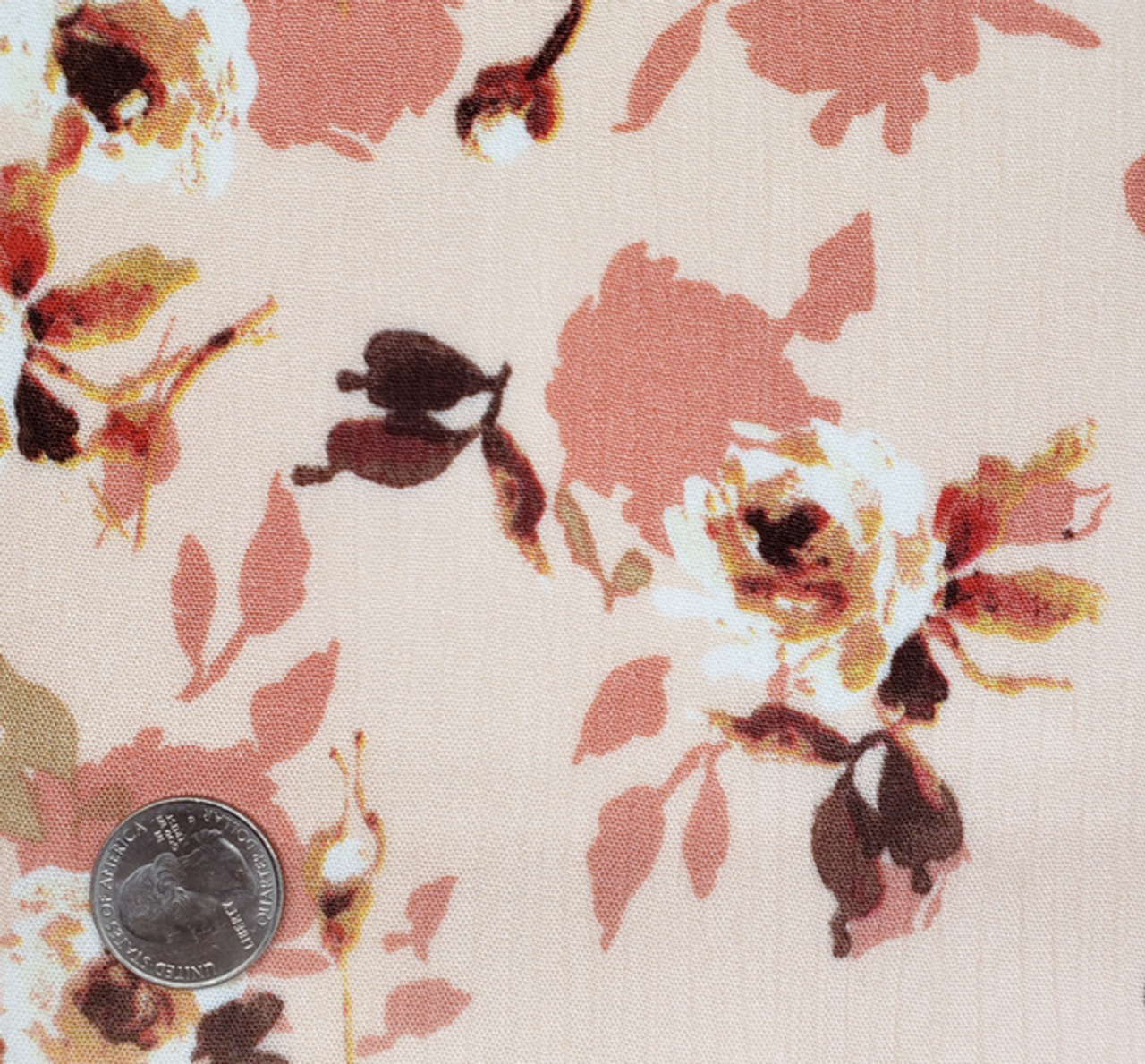 1 Yard 50/52" Coral Gold Rayon Crinkle Fabric Lightweight Fashion Fabric