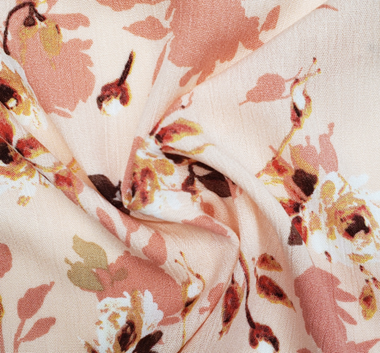 1 Yard 50/52" Coral Gold Rayon Crinkle Fabric Lightweight Fashion Fabric