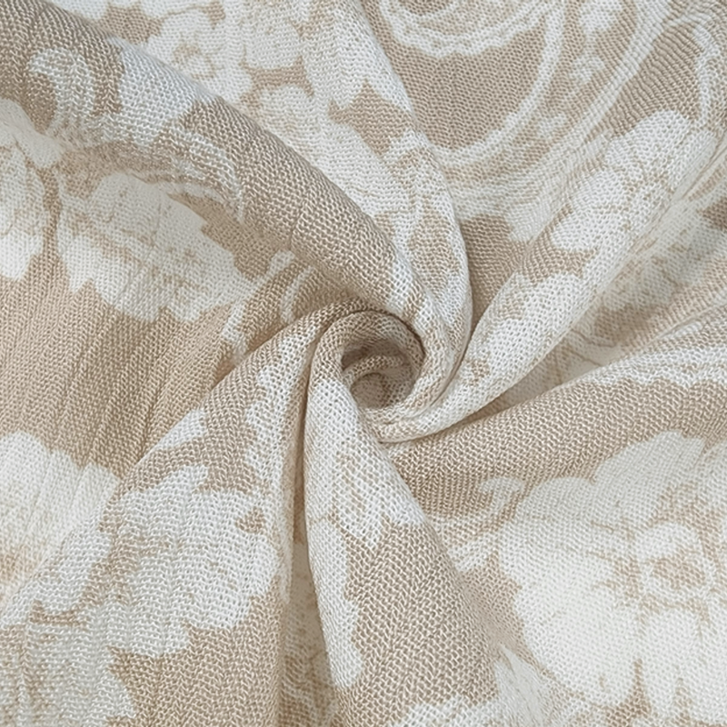 1 Yard Beige Rayon Crinkle Fabric For Dresses Blouses Skirts Lightweight Apparel 50/52" Width