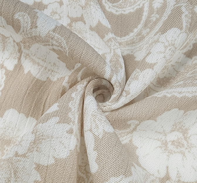 Rayon Crinkle 1D653 Beige Rayon Fabric - Beige Crinkle Texture, 50/52" Width