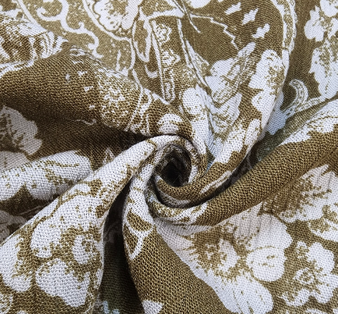 Rayon Crinkle 1D653 Military Olive Rayon Fabric - Military Olive, Crinkle Texture, 50/52" Width (1 Yard)