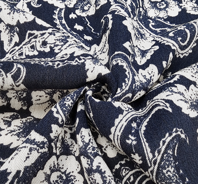 Rayon Crinkle 1D653 Navy Rayon Fabric - Navy Textured, 50/52" Width (1 Yard)